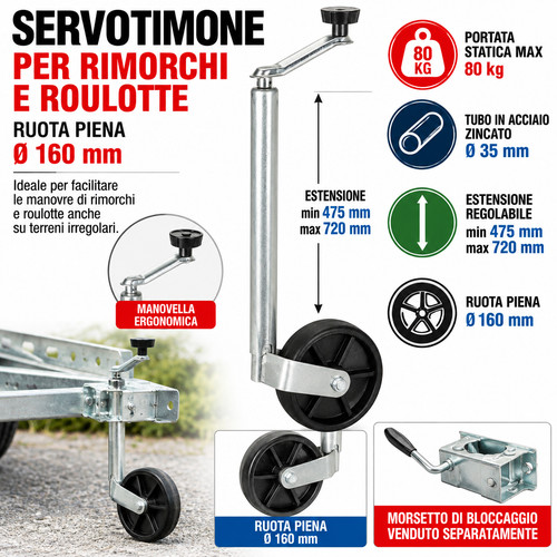 Ruotino servotimone rimorchio - servotimone,